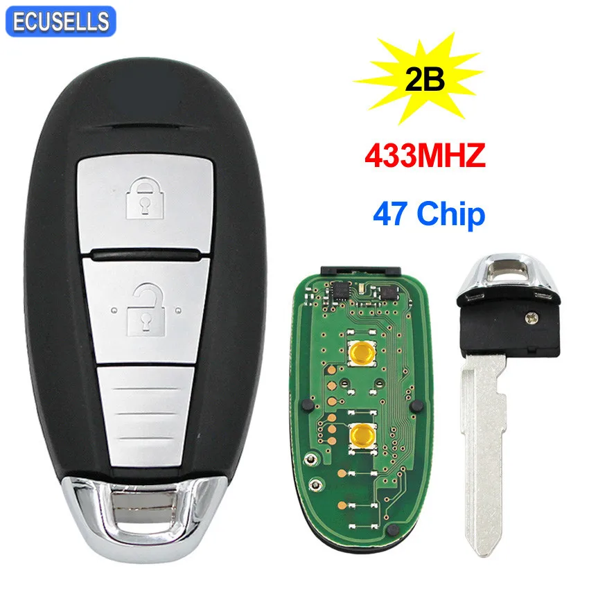 OEM 2 кнопки смарт-карты дистанционный ключ-брелок от машины для Suzuki Swift SX4 Vitara 433 МГц с 47 чипом нерезанного лезвия