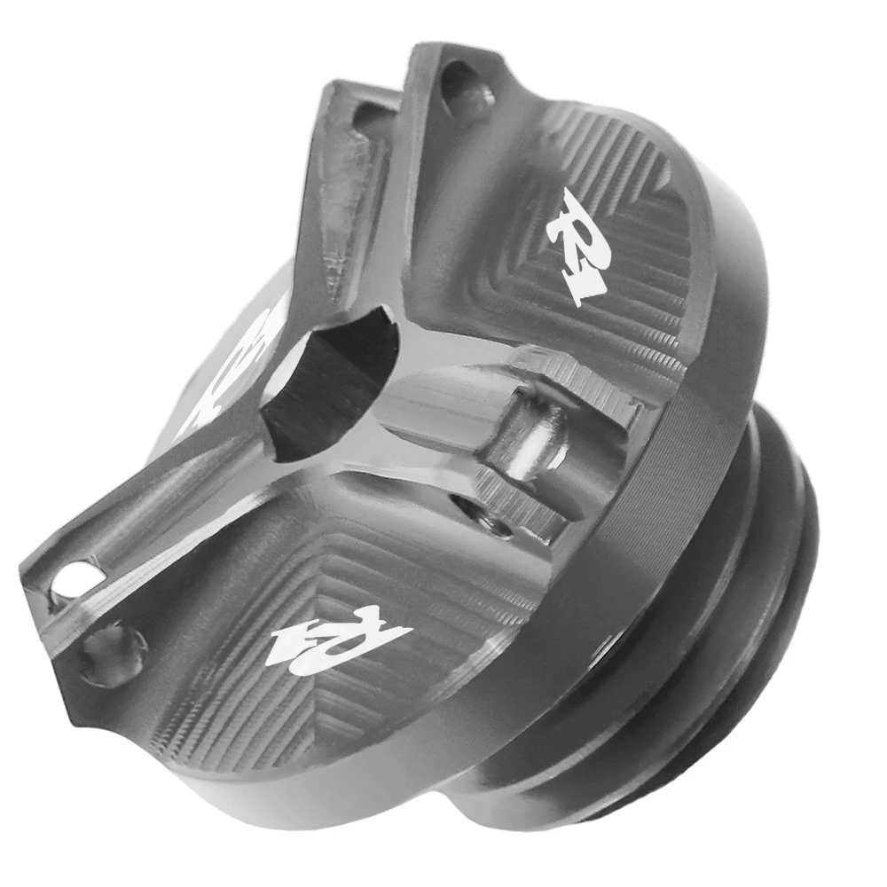 gray С логотипом R1 M20* 2,5 ЧПУ Мотоциклетный Двигатель мото масляный колпачок топливного бака Крышка для Yamaha YZF R1 1999 2000 2001 2002 2003 - Цвет: gray