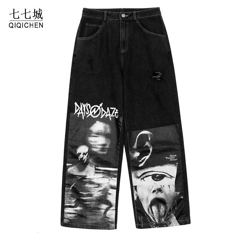 2021 Character Print Jeans Men 