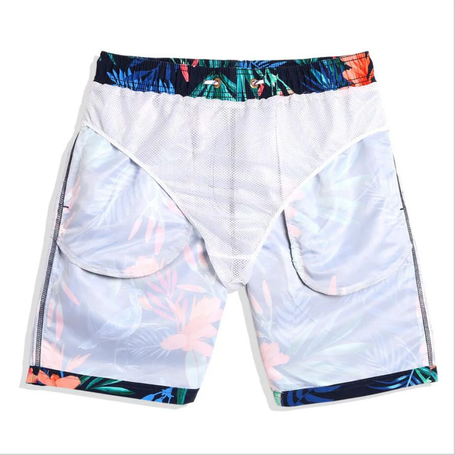 Flower Printing Men Swimming Trunks Swimsuit Swim Briefs Swimwear Bathing Suit Surf Board Shorts Maillot De Bain Beach Wear 200