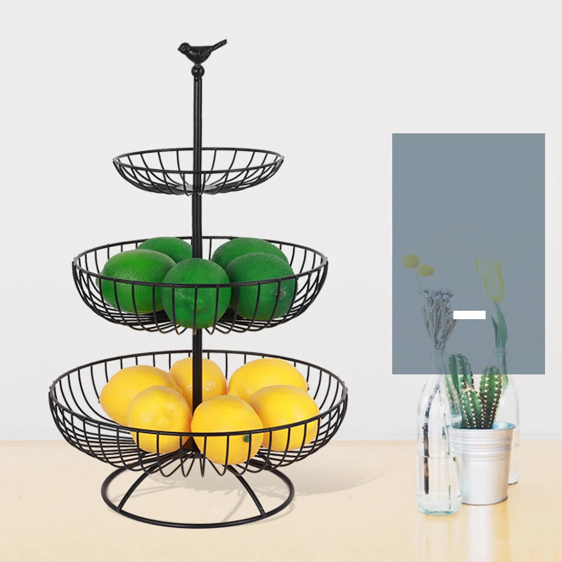  Hot 3-Tier Wrought Iron Server Fruit Basket Stand Snack Serving Tray Kitchen Storage Tray Home Part