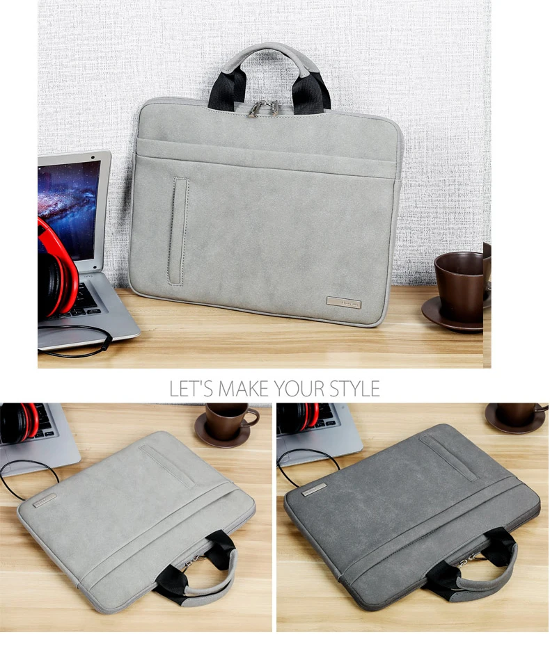 Pu Leather Laptop Bag 12 13.3 14 15.6 inch Waterproof Notebook HandBag Carry Case Sleeve For Macbook 13 Briefcase Sleeve