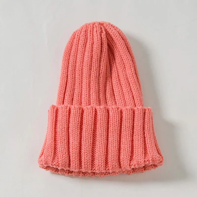 Детские шерстяные шапки, вязаные пуловеры ярких цветов для мальчиков и девочек, шапки, теплые шапки на осень и зиму для малышей 1-8 лет - Цвет: ST-510 pink red