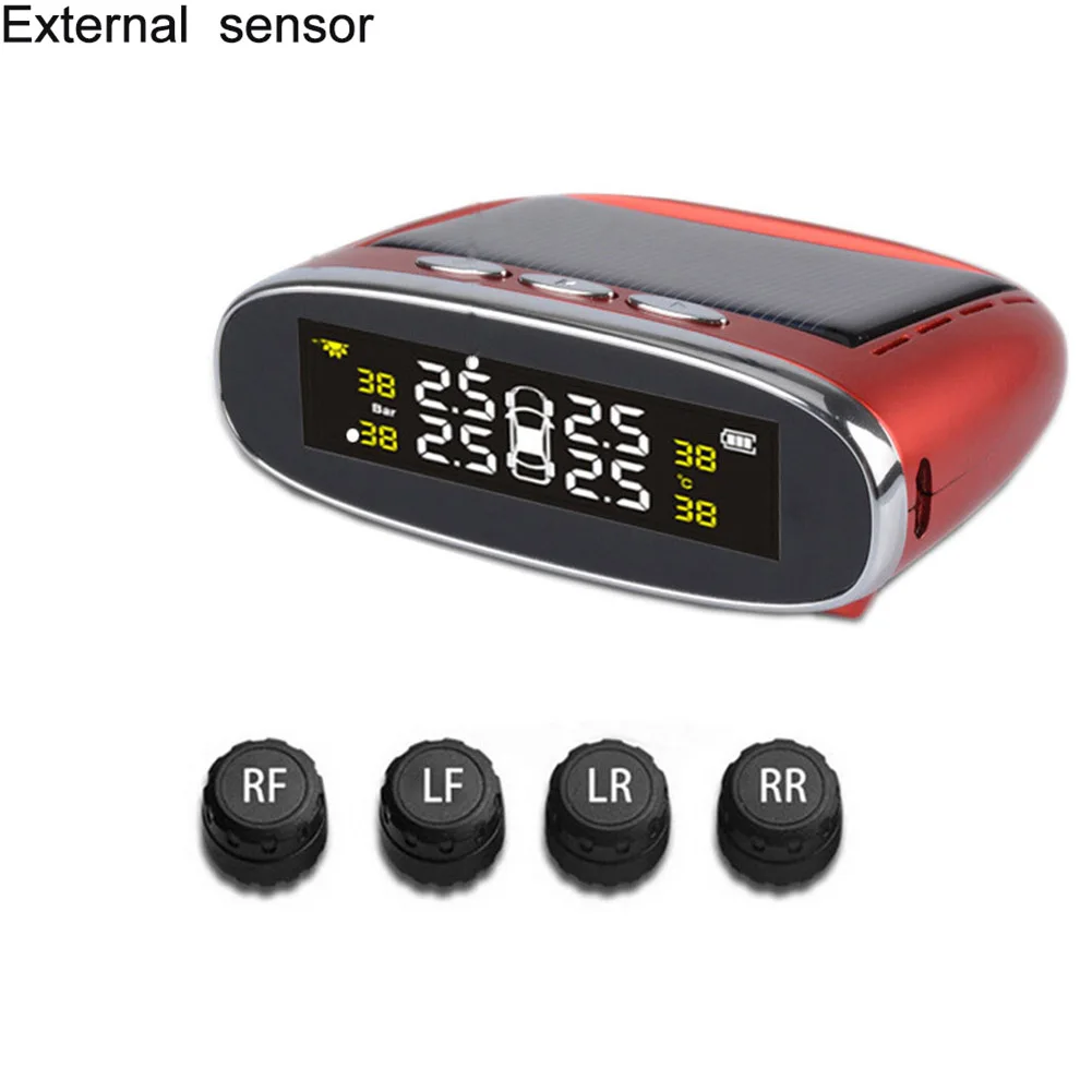 Солнечный цифровой ЖК-дисплей Авто TPMS монитор давления в шинах охранная сигнализация