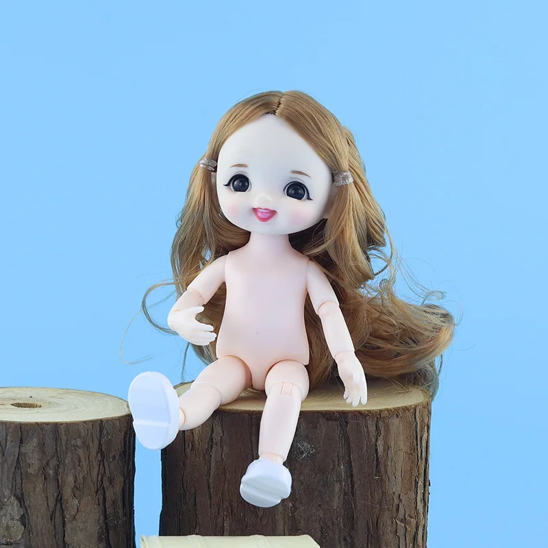 Кукла Kawaii BJD 1/12 16 см 13 шарниров Happy Face белая кожа голая кукла тело с длинными