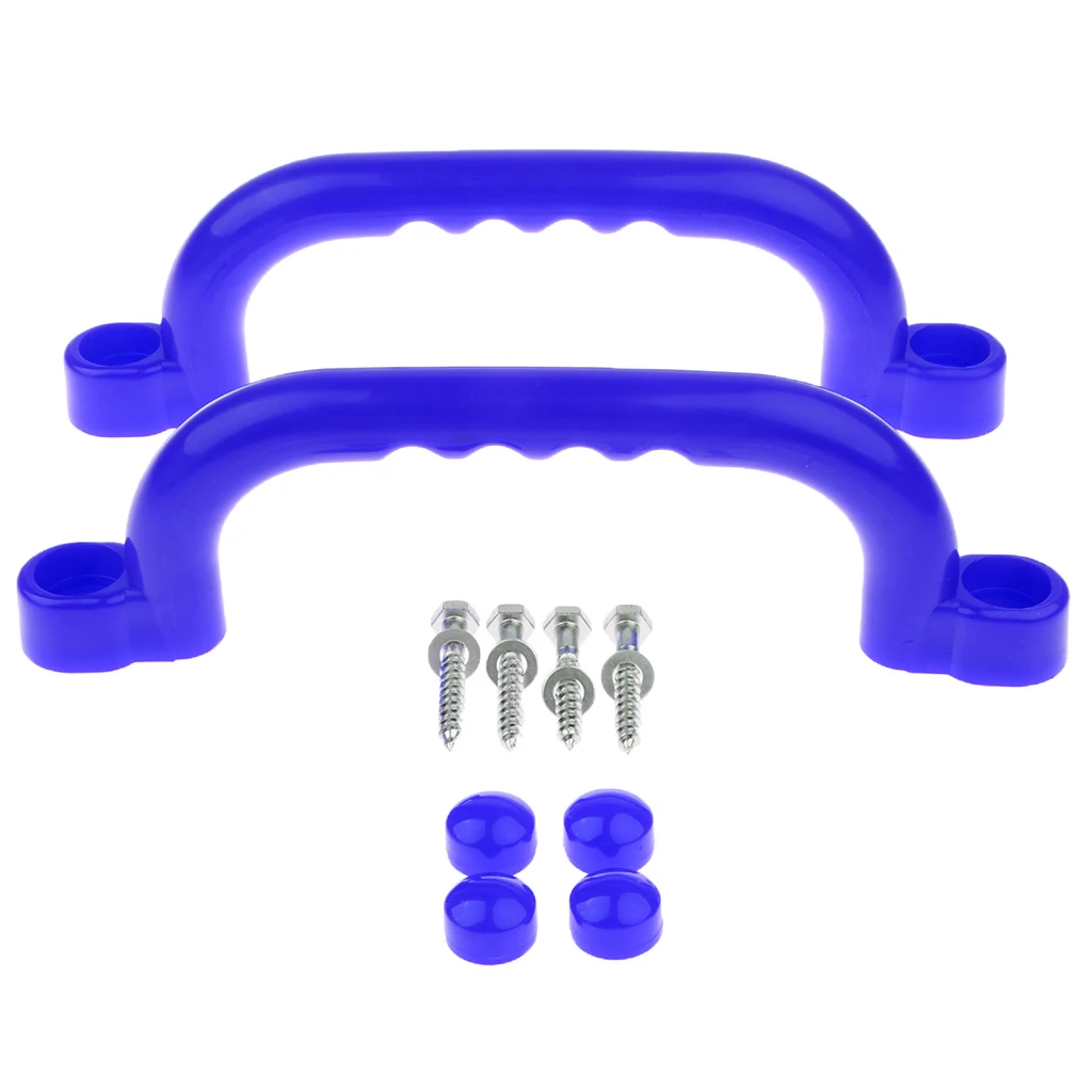1 Pair Safety Nonslip Handle Mounting Hardware Screw Kits Playset Kids Garden Park Gymnastics Toy Blue