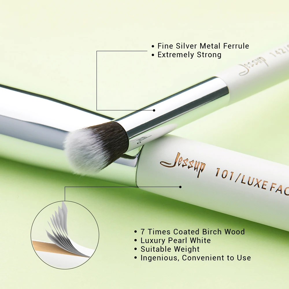 Günstig Jessup pinsel set Perle Weiß Silber Professionelle Make Up Pinsel Setzt Foundation Make up Pinsel schönheit Werkzeug Powder Blushes
