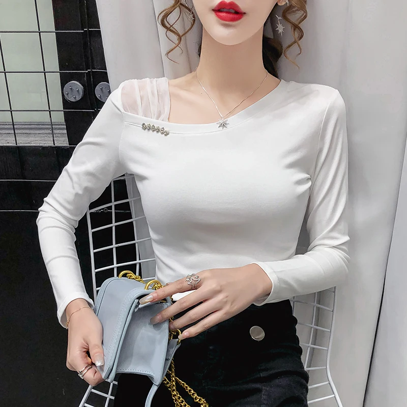 

Autumn new all sexy long sleeveT-shirt Brand Hot Tee Shirt Femme Unique Tops Women Cartoon Finger Casual Tshirt 2020
