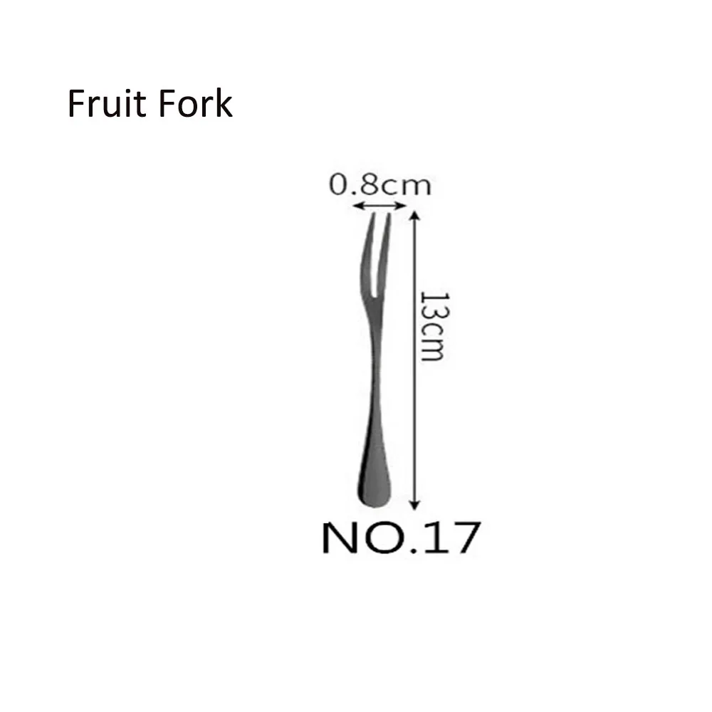 Обеденный из нержавеющей стали вилка Корея красочные десерт пирог вилка длинная ручка Золотой синий черная Вилка Набор для отеля вечерние Прямая - Цвет: NO17 Fruit Fork