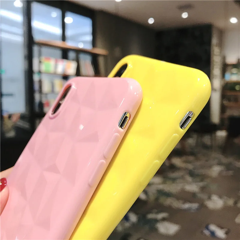 3D чехол с алмазной текстурой для iPhone 6, 6s, 7, 8 Plus, X, мягкий чехол для телефона для iPhone 7, прозрачный чехол Ультратонкий чехол