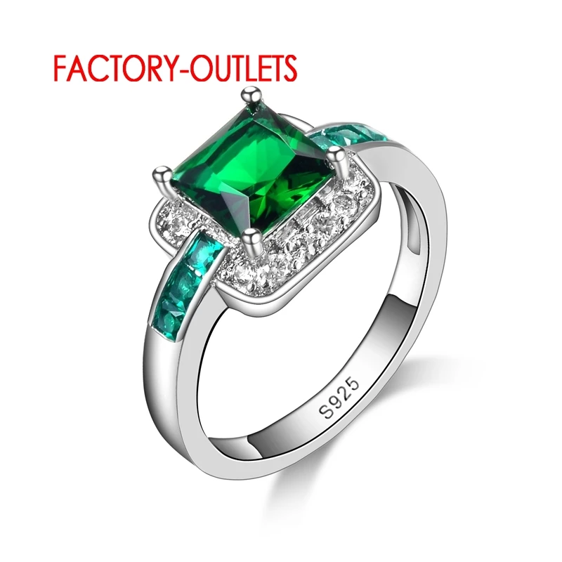 Green Cz Crystal 925 Anelli Da Donna Elgant Fashon Fedi Nuziali Di Fidanzamento Per Bijoux Femminili