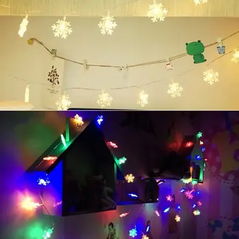 

3D 40 LEDs Snowflake String Light 8 Modes Christmas New Year Home Store Decor X4YD