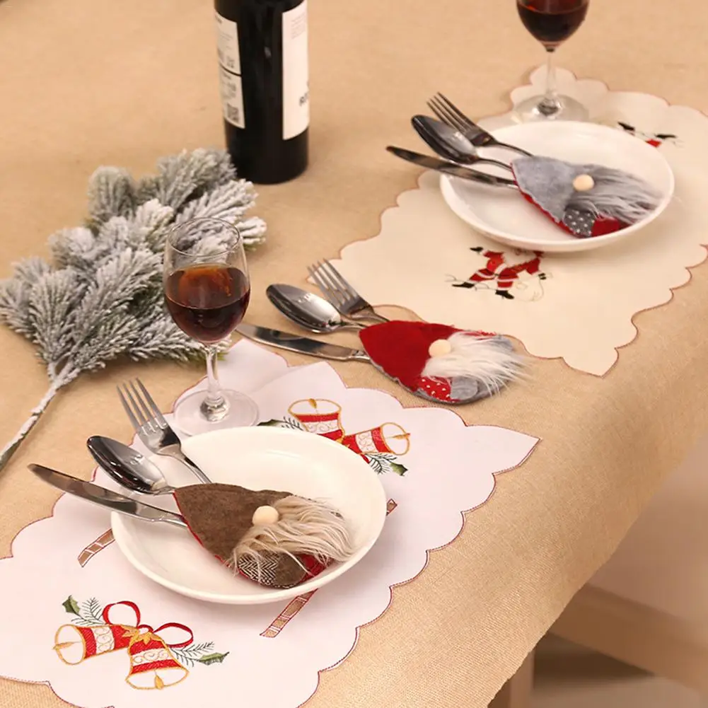 1PC Cutlery Holder Snowman Santa Clause Christmas Cutlery Holder Pocket Christmas Knifeware Tableware Table Decoration