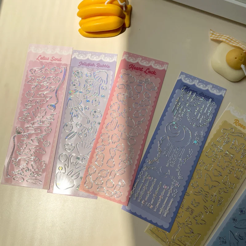 1Pc Ins Style Bronzing Butterfly Jellyfish Laser Sticker Bronzing Creative Handbook DIY Decorative Collage Material Sticker