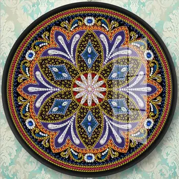 

5D DIY Partial Diamond Shaped Diamond Embroidered Mandala Diamond Pendant with Cross Stitch Decoration LP047