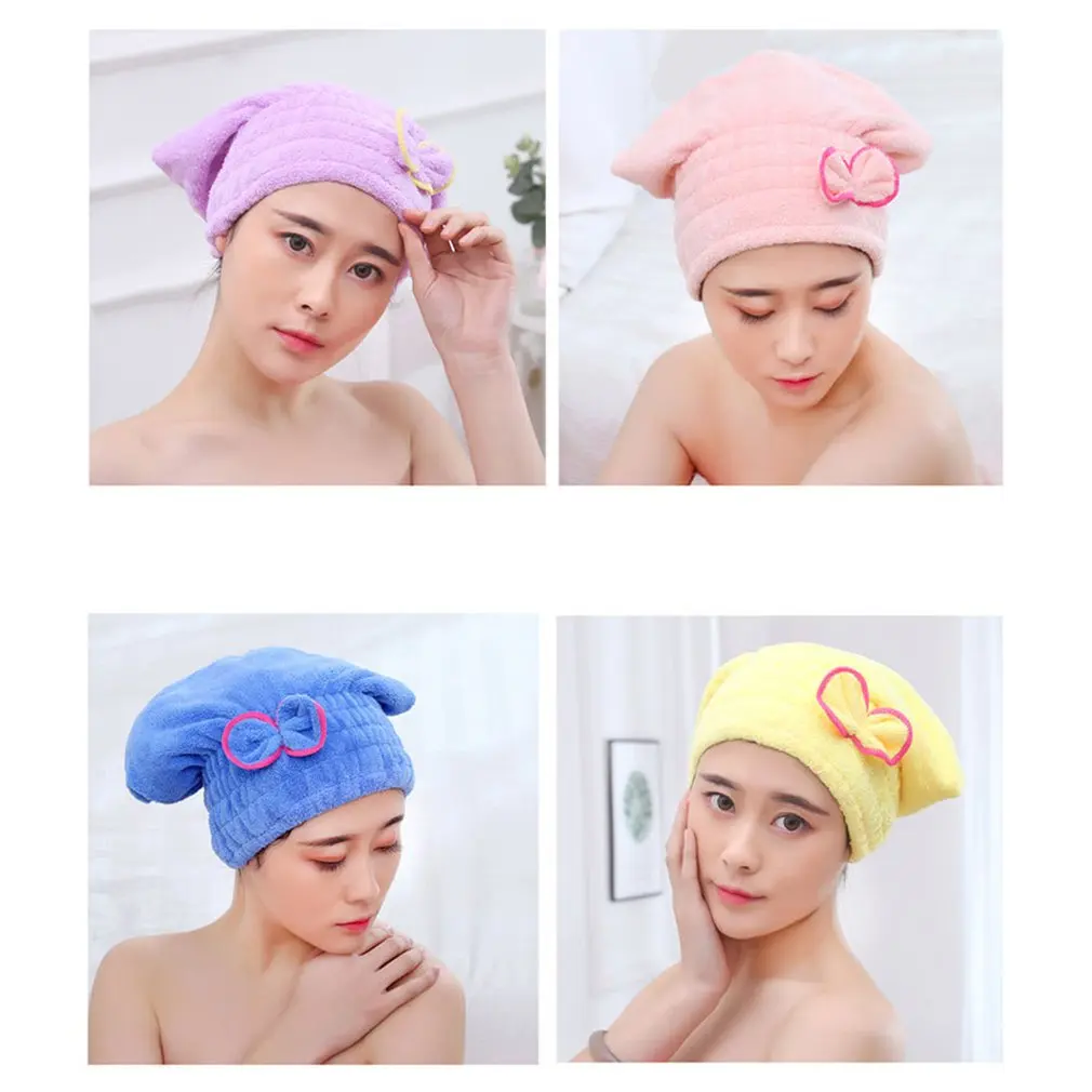 Soft Microfiber Solid Quickly Dry Hair Hat Hair Turban Women Girls Ladies Cap Bathing Drying Towel Head Wrap Hat