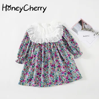 

Autumn New Girl's Dress Western Floral Lace dress Korean Girl's Princess Dress little girls clothing