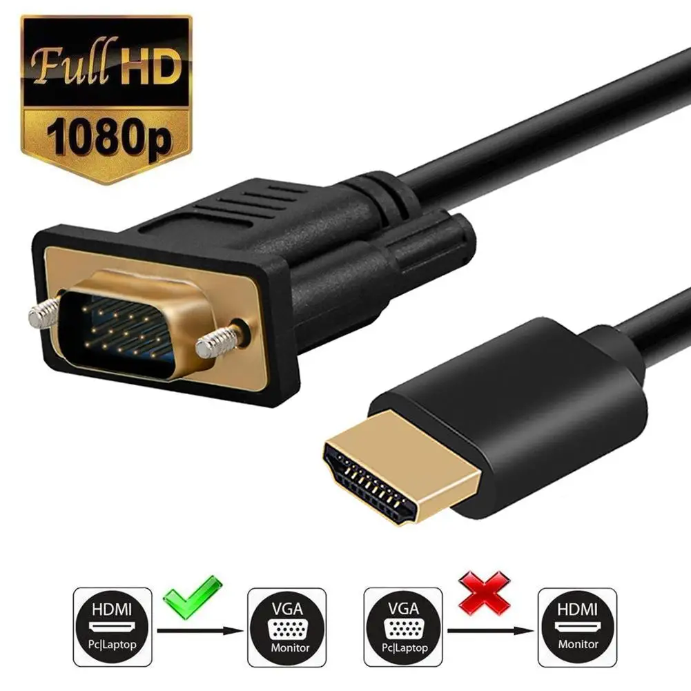 

HDMI To VGA Cable Iwth Chip 1080P HDMI Male To VGA Male Active Video Adapter Converter Cable 1.8m Wholesale Dropshipping