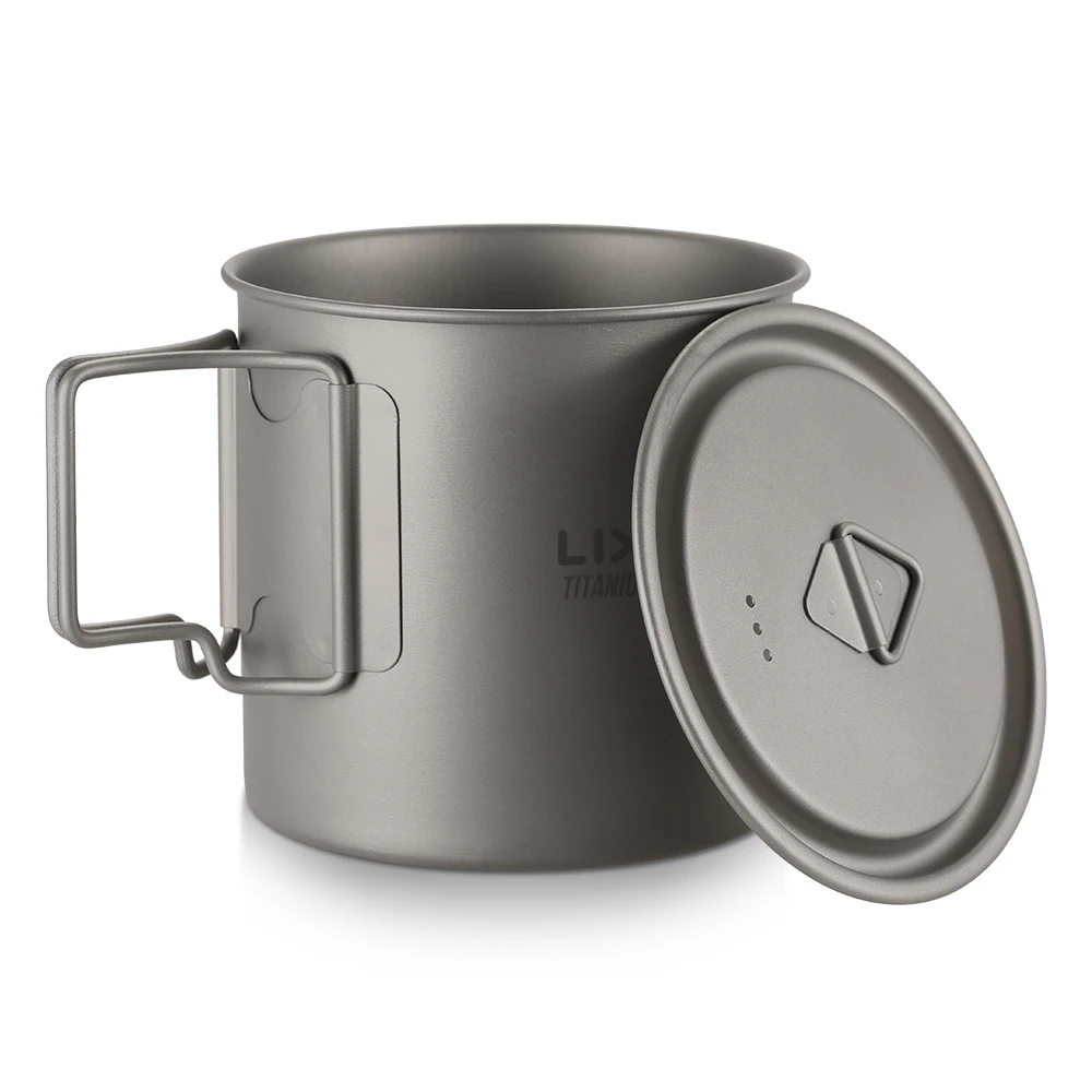 Lixada Titanium Mug Hiking Cookware Outdoor Camping Tableware Travel Kitchen Equipment Picnic Utensils Lightweight Water Cup 2
