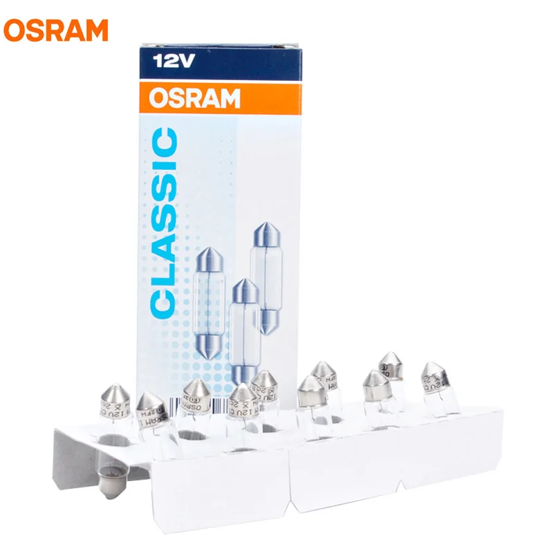 10 шт./компл. OSRAM C5W 6418 автомобильные лампы Festoon 12 В 5 Вт оригинальный светильник для