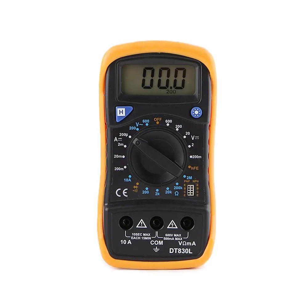 DT830L ЖК-цифровой мультиметр с ЖК-подсветкой AC/DC Амперметр Вольтметр Ом тестер метр мультиметр