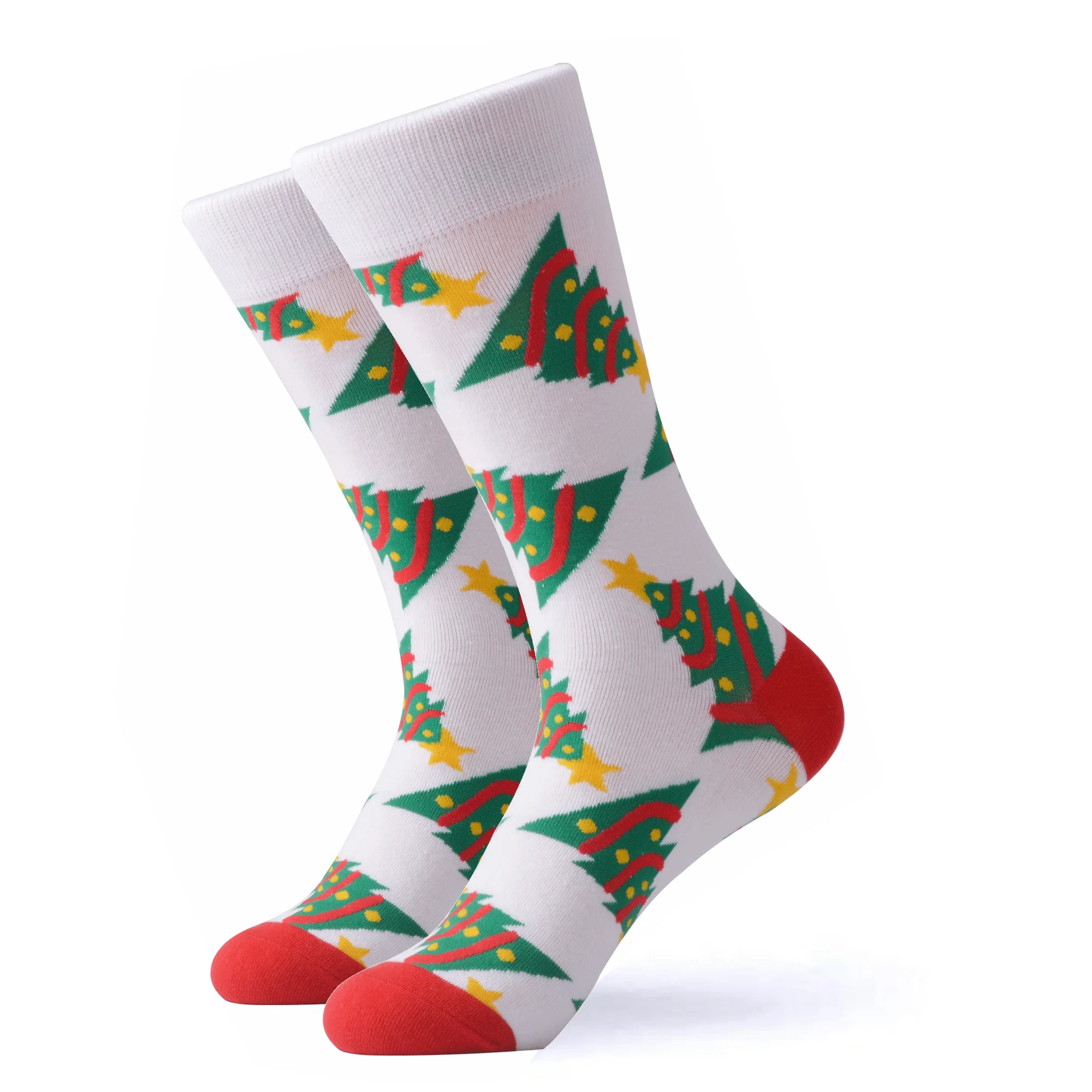 SANZETTI/1 пара мужских носков высокого качества с изображением рождественской елки, подарок с изображением снежного лося, цветные теплые носки из чесаного хлопка, подарок к свадебному платью - Цвет: 40373