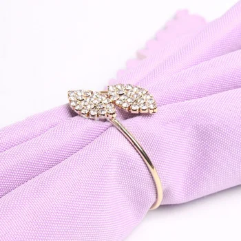 

Rhinestone Leaf Shape Napkin Ring Personality Metal Napkin Ring Toast Buckle Wedding Festival Party Desktop Decoration, #s1