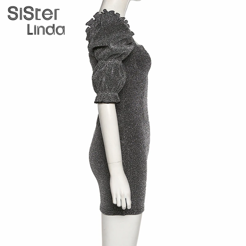 Sisterlinda осеннее Модное Элегантное облегающее мини-платье женское Пышное Платье с длинным рукавом для рождественской вечеринки Vestidos De Fiesta Mujer