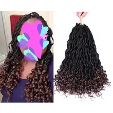 DAIRESS 1" вязание крючком коробка косички 24 стойки вязание крючком плетение волос Волнистые богиня коробка косички крючком волосы с кудрявым концом крючком косички