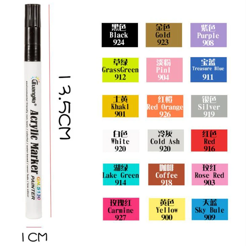 18 цветов акриловые Краски маркер для белой доски подробный маркировки Цвет Краски ручки для Керамика кружка дерево Ткань Холст стекло ROCK фарфор