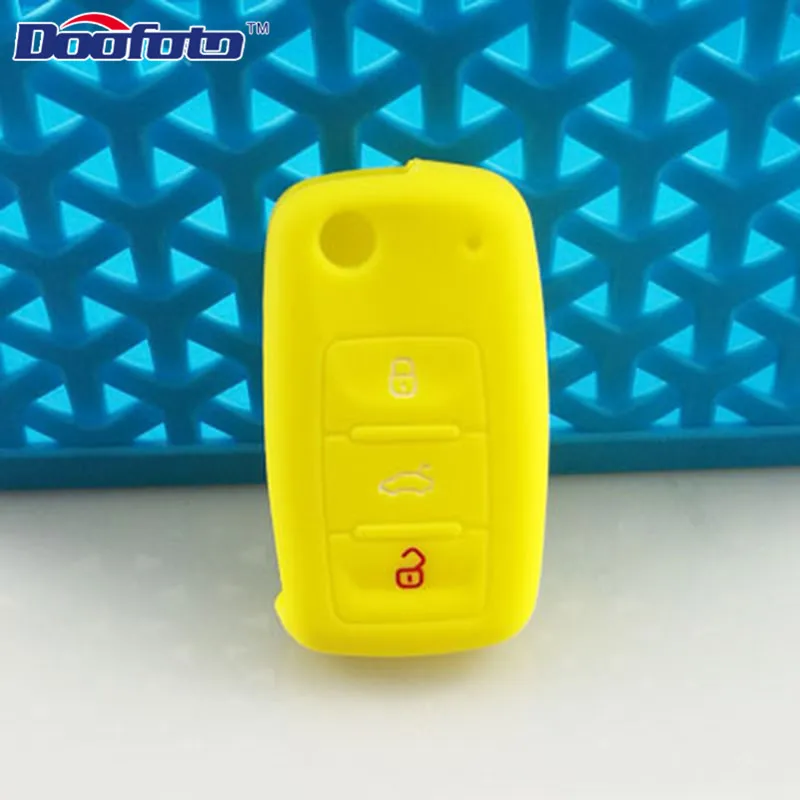 Чехол Doofoto для ключей автомобиля для VW Golf 4 5 6 7 Bora Jetta POLO MK4 MK6 Bora Passat B5 B6 превосходный тигуан Жук аксессуары для укладки - Название цвета: Цвет: желтый