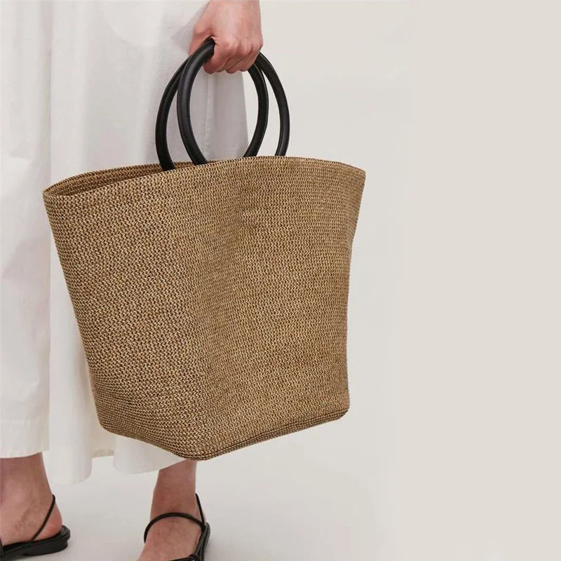 

grass straw tote bag 2020 summer new super large basket simple personality beach bag Basket totes bag Travel Tote Large size