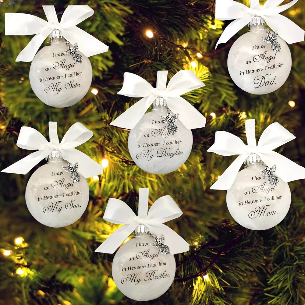 Memorial Christmas Ornaments Feather Ball - A Piece of My Heart Is In  Heaven Memorial Ornament