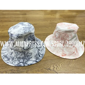 

New summer autumn hat Women's new 2020 high quality bucket hat cotton printed hat Sketch forest print fisherman hat