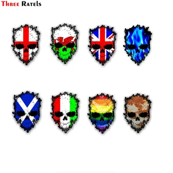 

Three Ratels FTC-1121 Dripping Skull with National Flag External Vinyl Car Sticker Decal for BMW Audi Car Motorcycle Bike Decal