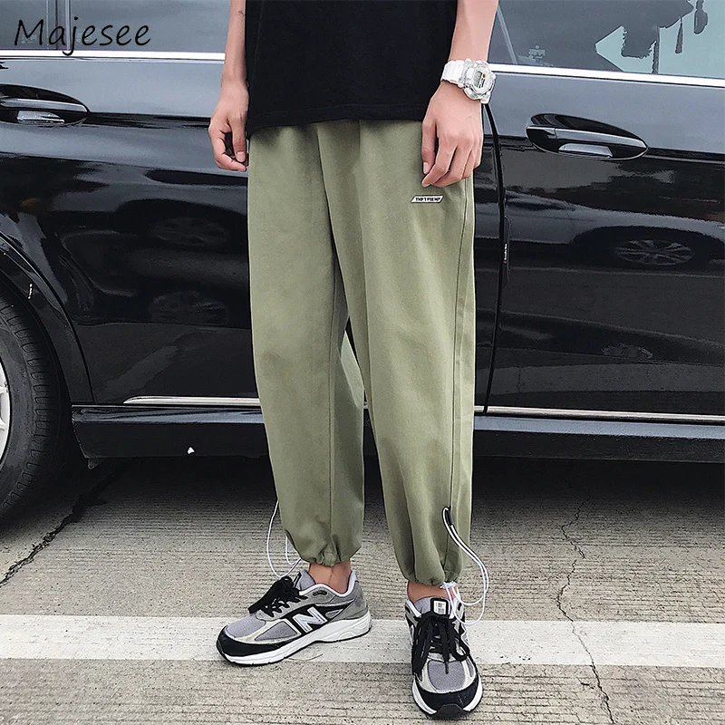 

Men Pants Solid Ankle-length Casual Plus Size Hip Hop Mens Korean Style Sweatpants Drawstring Students Hot Sale Trousers Chic
