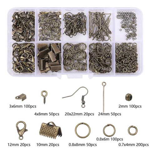 Accessories Jewelry Findings Set Clip Buckle Open Jump Ring Lobster Clasp Earring Hooks DIY Jewelry Making Supplies Kit