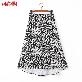 

Tangada women leopard print midi skirt faldas mujer vintage buttons office ladies elegant chic mid calf skirts SL02