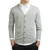 Grey Cardigans Men Cotton Sweater Long Sleeve Mens V-Neck Sweaters Loose Solid Button Tops Fit Knitting Casual Style Clothing ► Photo 2/6