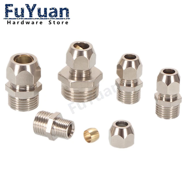 1pcs Brass Ferrule Tube Compression Fitting Connector 1/8 1/4 3/8 1/2  BSP