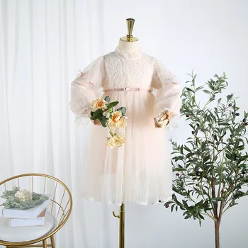 

Roimyal Wholesale 2019 New girls princess dress long-sleeve flower embroidery ball gown cute party kids clothes 3-8 years