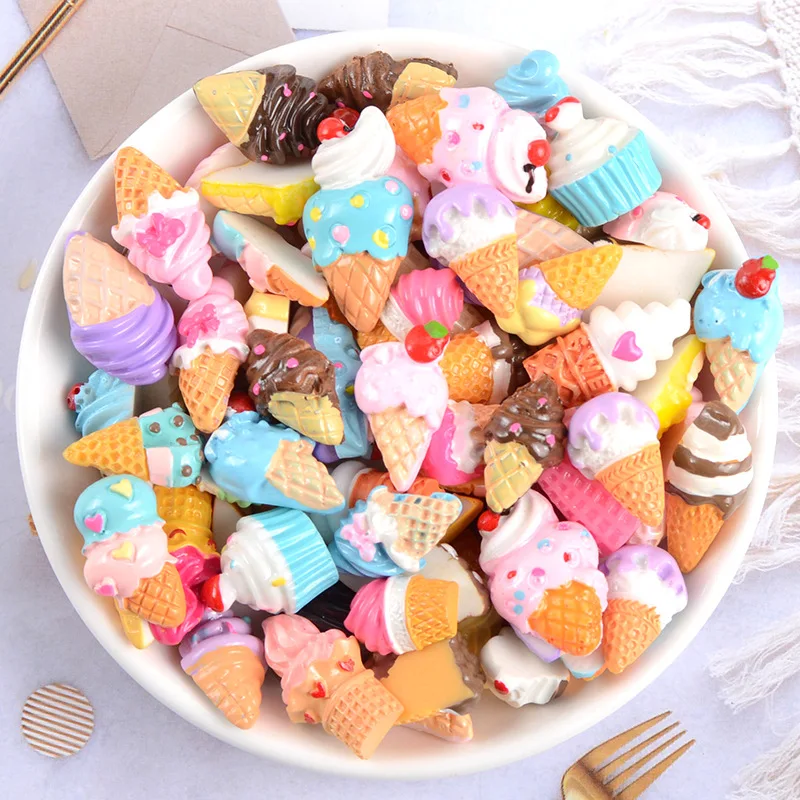 

10pcs Ice Cream Nail Charms Cut Kawaii Accessories For Handicraft Flatback Mix-Colors Manicure Charms Jewelry#048ZCF