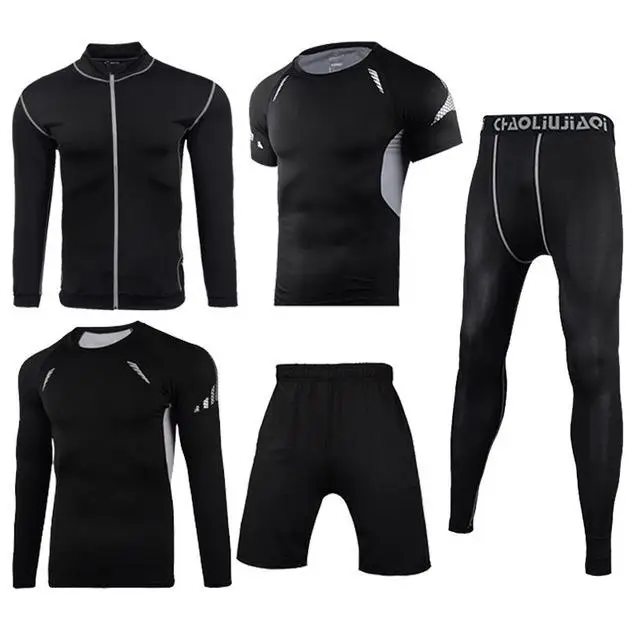 Men sportswear 5-7 Мужская спортивная одежда, Компрессионные спортивные костюмы, быстросохнущие комплекты для бега, одежда, спортивный костюм для бега, тренировок, тренажерного зала, фитнеса, спортивные костюмы, набор для бега - Цвет: Men sportswear 5-7