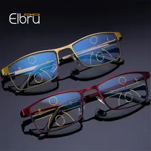 Elbru анти синий светильник оправа из сплава очки для чтения для женщин и мужчин прогрессивные многофокальные очки диоптрий+ 1,0+ 1,5 до+ 3,5