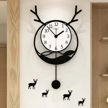 

Deer Nordic Wall Clock Art Simple Creative Silent Fashion Wall Clock Pendulum Swing Orologi Parete Living Room Decoration MM60WC