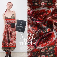 Европейские и американские шелковые ткани с геометрическим принтом летние женские шелковые крепдешин