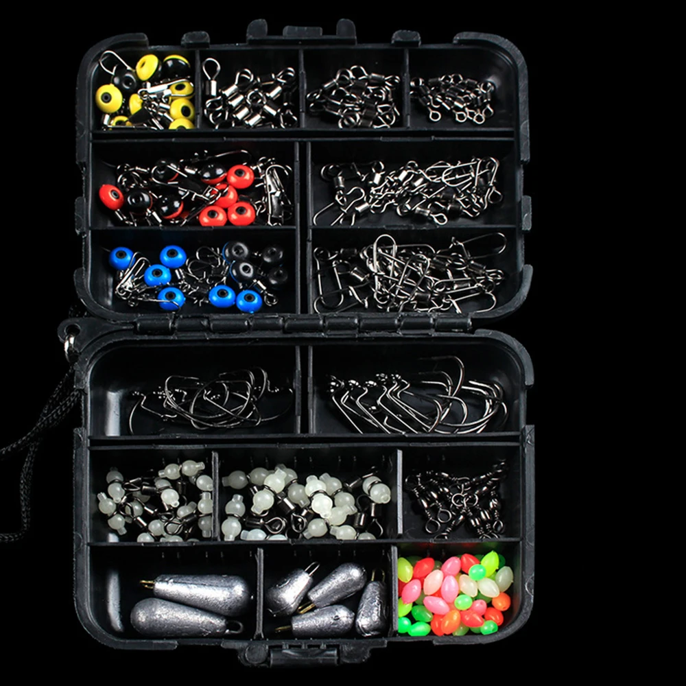 

Fishing Accessories Set Fishing Set Swivels Clamp Hooks Decoy Tackle Box 177pcs/Set Metal Durable Practical Portable Angling