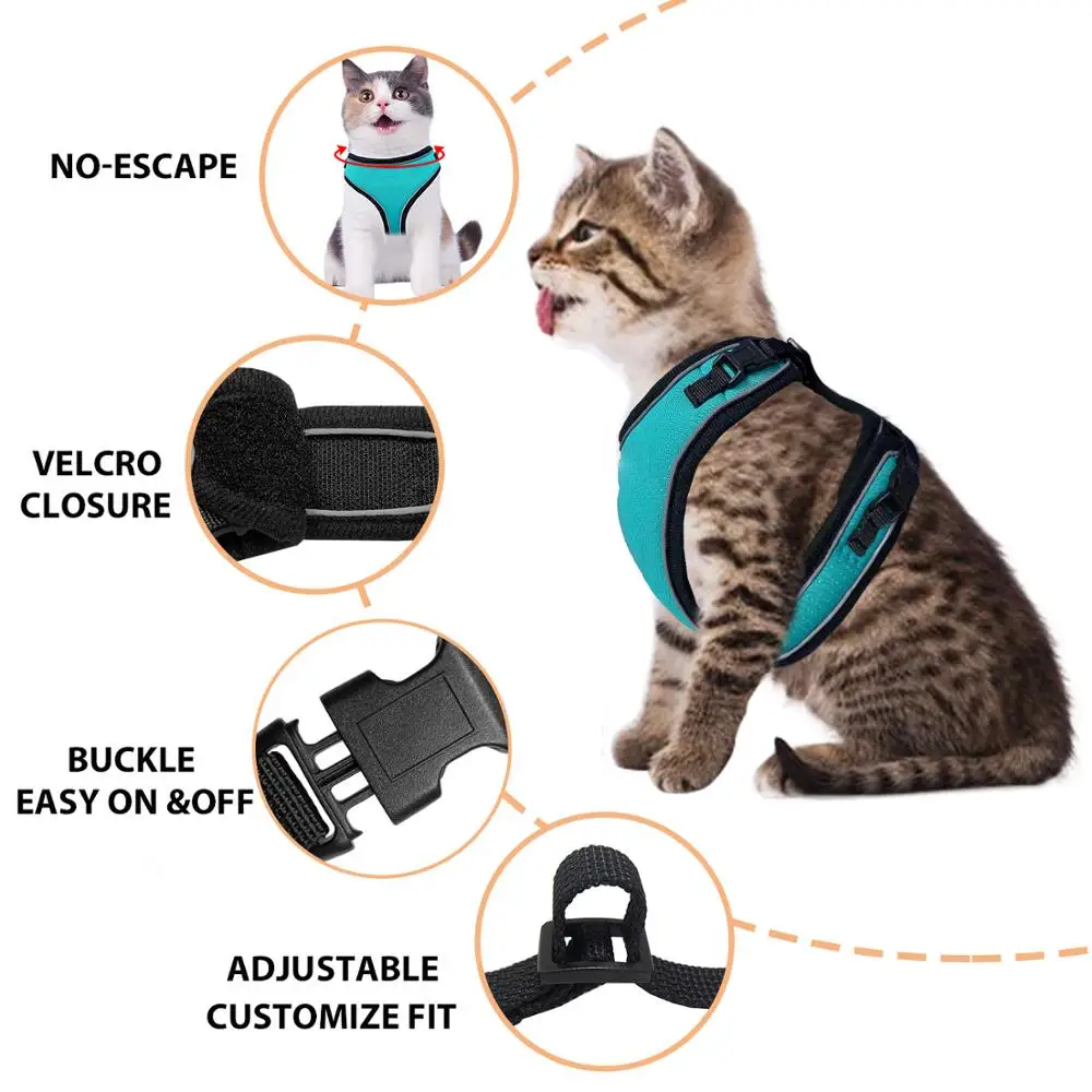 Cat Harness and Leash for Walking, Escape Proof Soft Adjustable