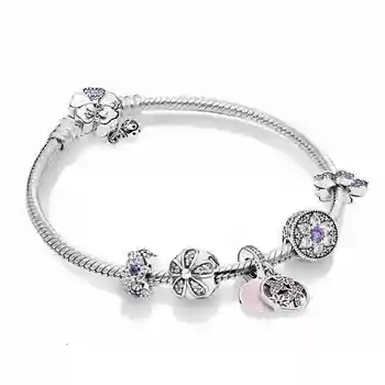 

925 silver sterling daisies flowers fresh natural charm stylish garnish bracelet elegant retro charm present feminine jewelry