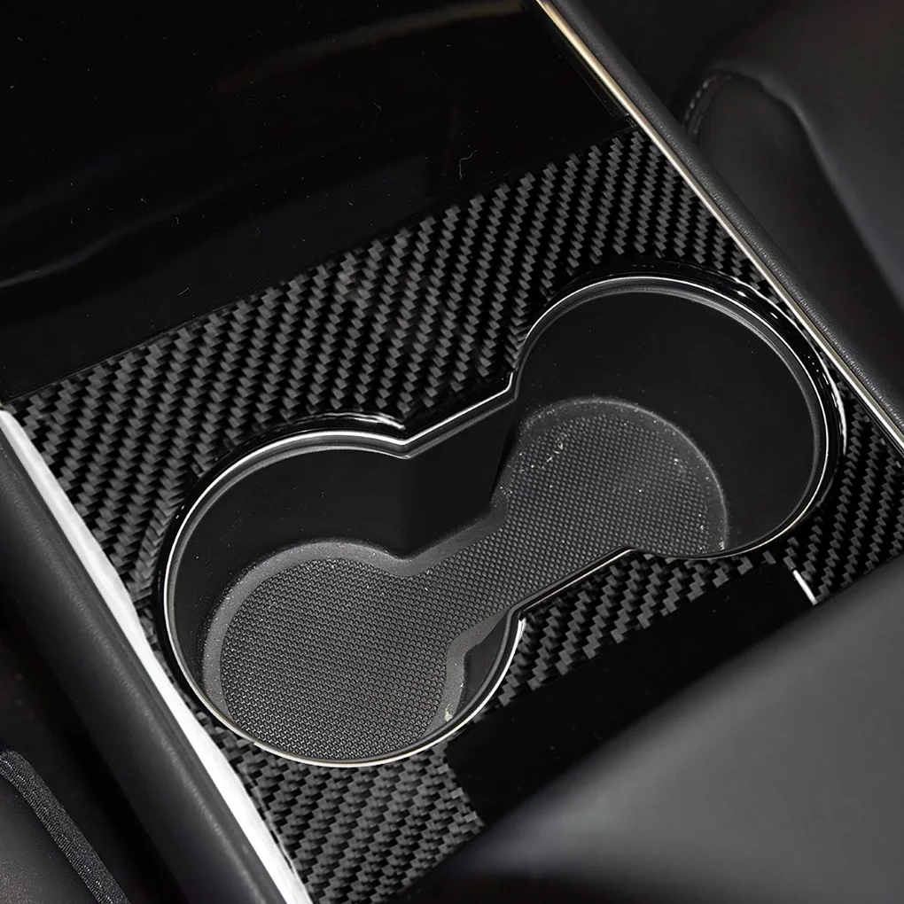Replacement For Tesla Model 3 3pcs/set Center Control Console Panel Cover Cup Holder Panel Trim Decor Carbon Fiber